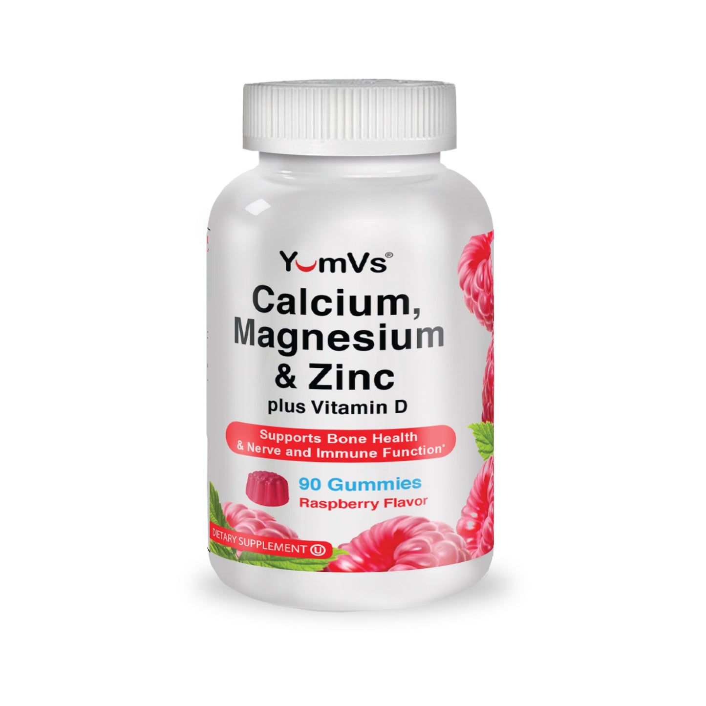 YumVs™ Calcium, Magnesium & Zinc plus Vitamin D, Raspberry-Flavor Gummies