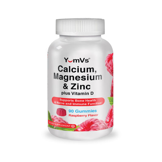 YumVs™ Calcium, Magnesium & Zinc plus Vitamin D, Raspberry-Flavor Gummies