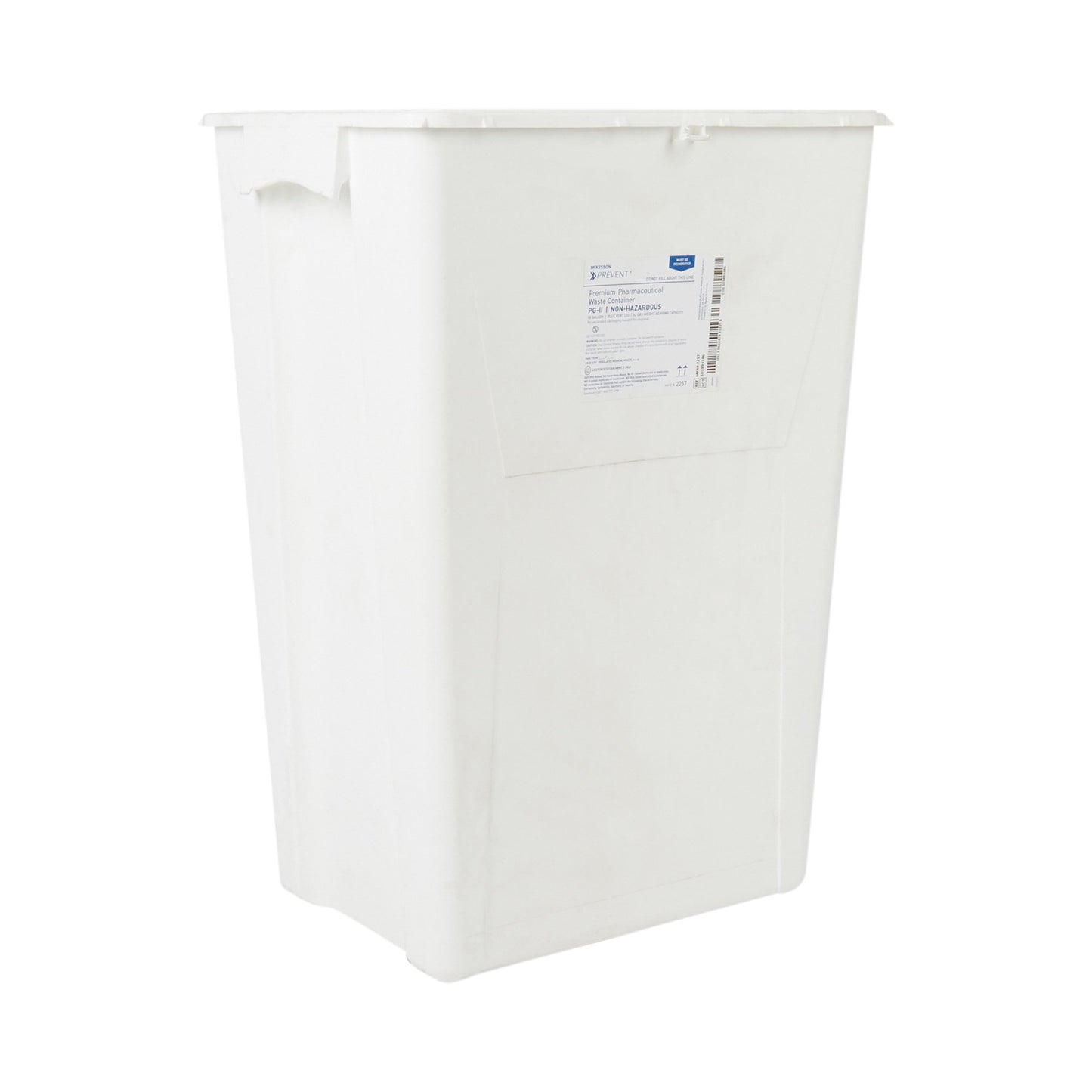 Pharmaceutical Waste Container McKesson Prevent White Base 24-3/5 H X 17-3/10 W X 13 L Inch Vertical Entry 18 Gallon