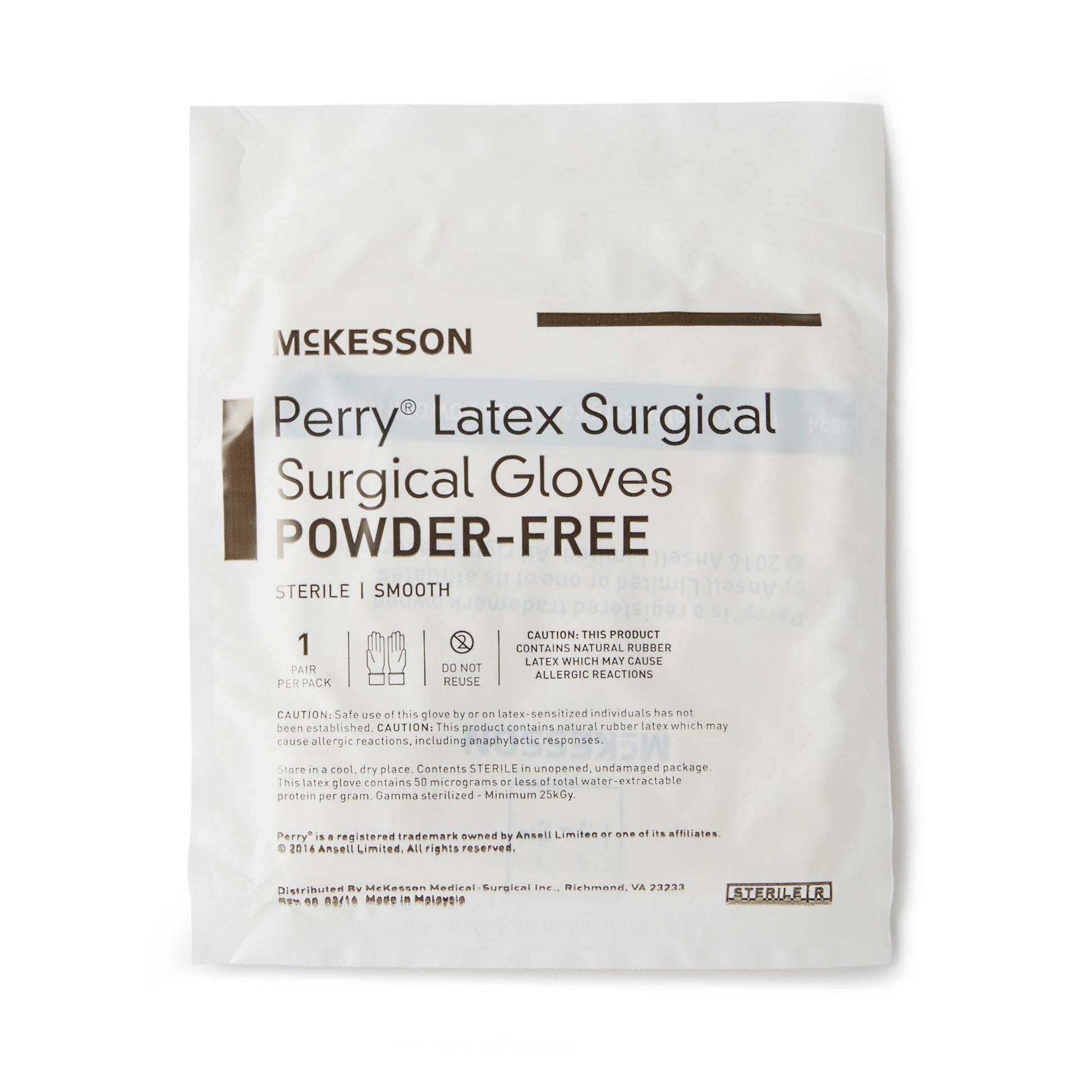 McKesson Perry Surgical Gloves Size 6.5 Sterile Latex Smooth Cream Chemo Tested 50 Pairs per Box