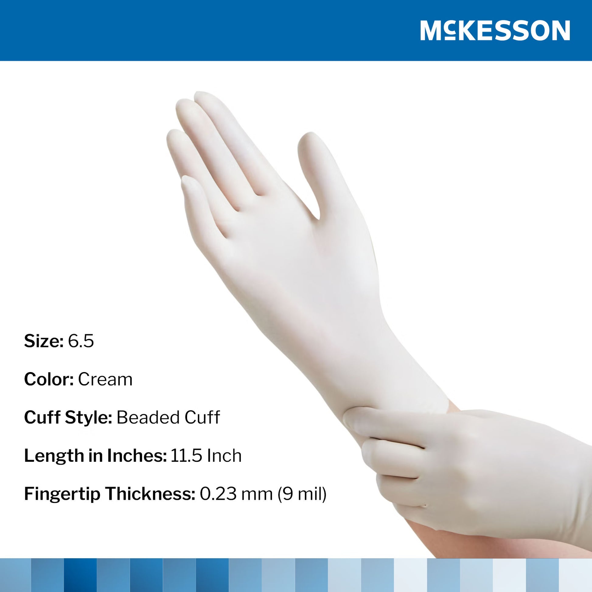 McKesson Perry Surgical Gloves Size 6.5 Sterile Latex Smooth Cream Chemo Tested 50 Pairs per Box