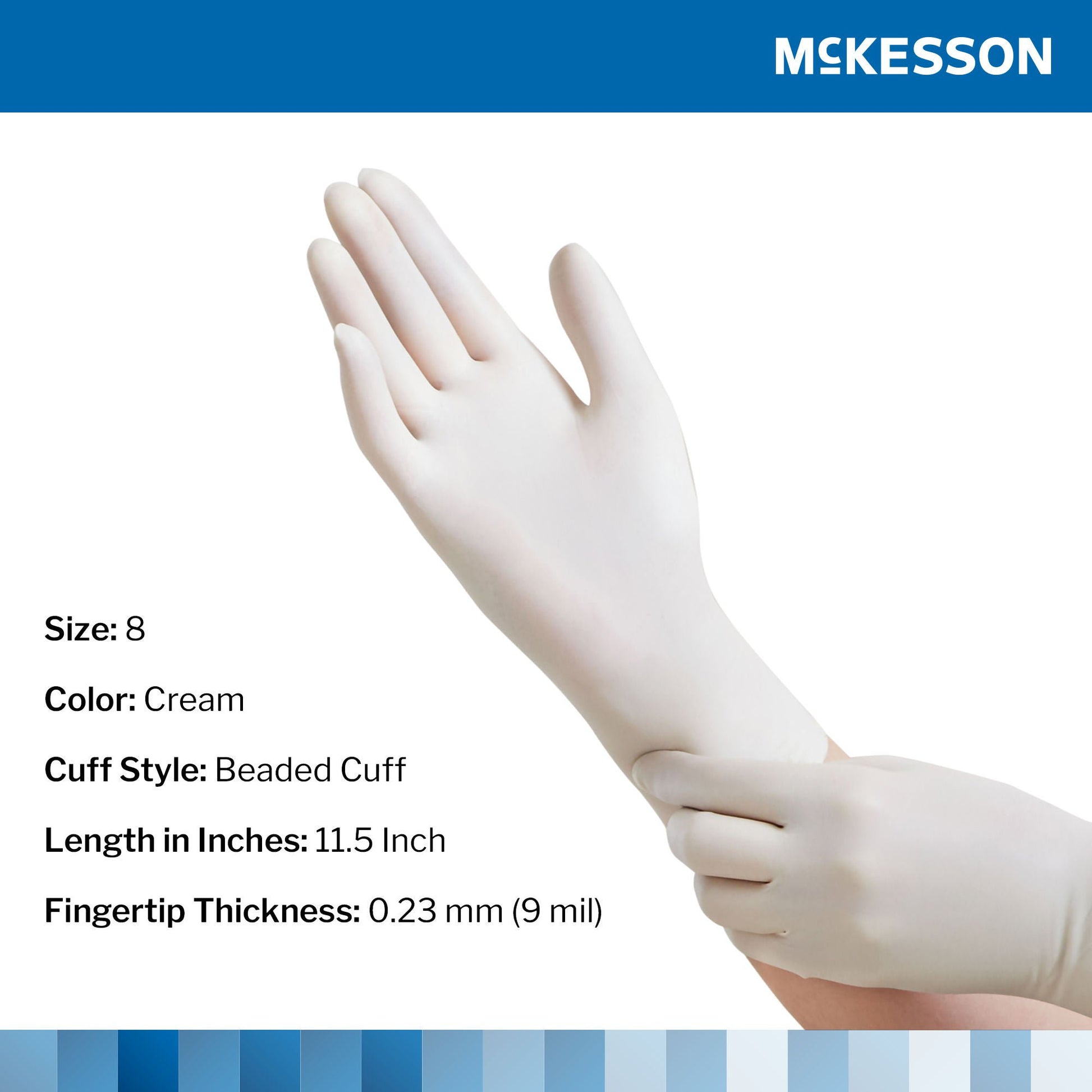 McKesson Perry Performance Plus Surgical Gloves Size 8 Sterile Latex Standard Cuff Length Smooth Cream Chemo Tested 50 Pairs per Box