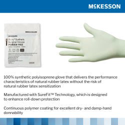 McKesson Perry Performance Plus Surgical Gloves Size 6 Sterile Polyisoprene Smooth Green Chemo Tested 50 Pairs per Box