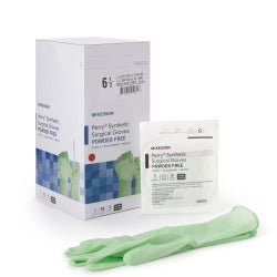 McKesson Perry Performance Plus Surgical Gloves Size 6.5 Sterile Polyisoprene Standard Cuff Length Smooth Green Chemo Tested 50 Pairs per Box