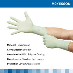 McKesson Perry Performance Plus Surgical Gloves Size 6.5 Sterile Polyisoprene Standard Cuff Length Smooth Green Chemo Tested 50 Pairs per Box
