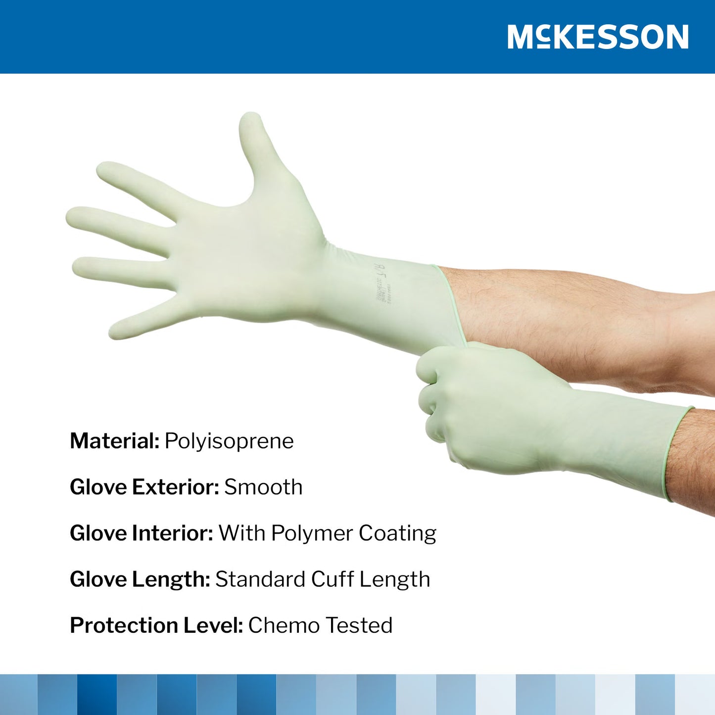 McKesson Perry Performance Plus Surgical Gloves Size 8 Sterile Polyisoprene Standard Cuff Length Smooth Green Chemo Tested 50 Pairs per Box