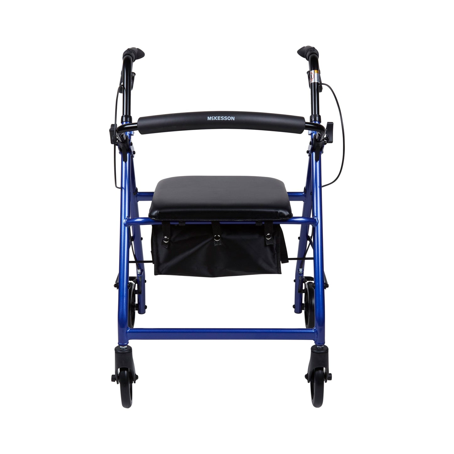 4 Wheel Rollator McKesson Blue Adjustable Height / Folding Aluminum Frame