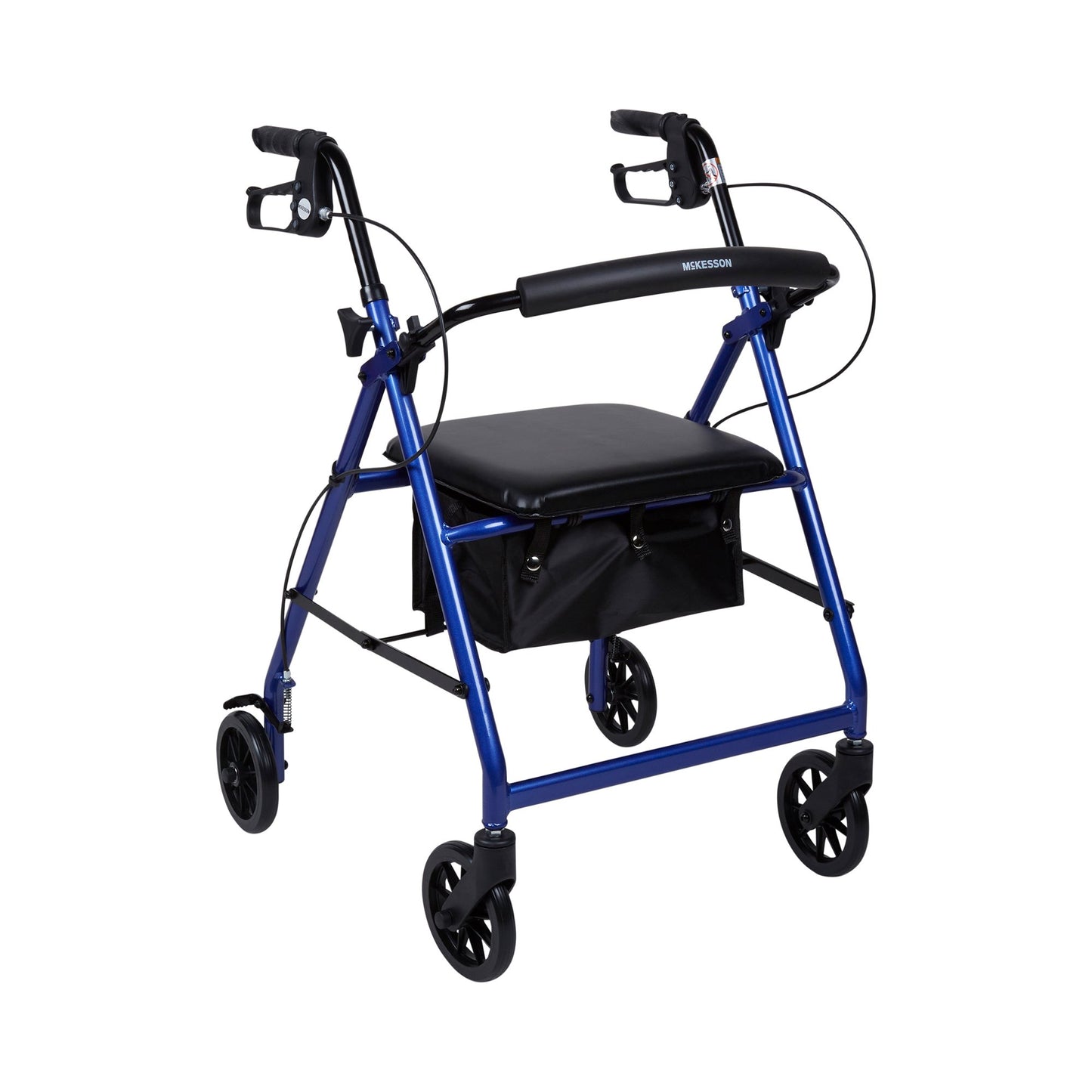 4 Wheel Rollator McKesson Blue Adjustable Height / Folding Aluminum Frame