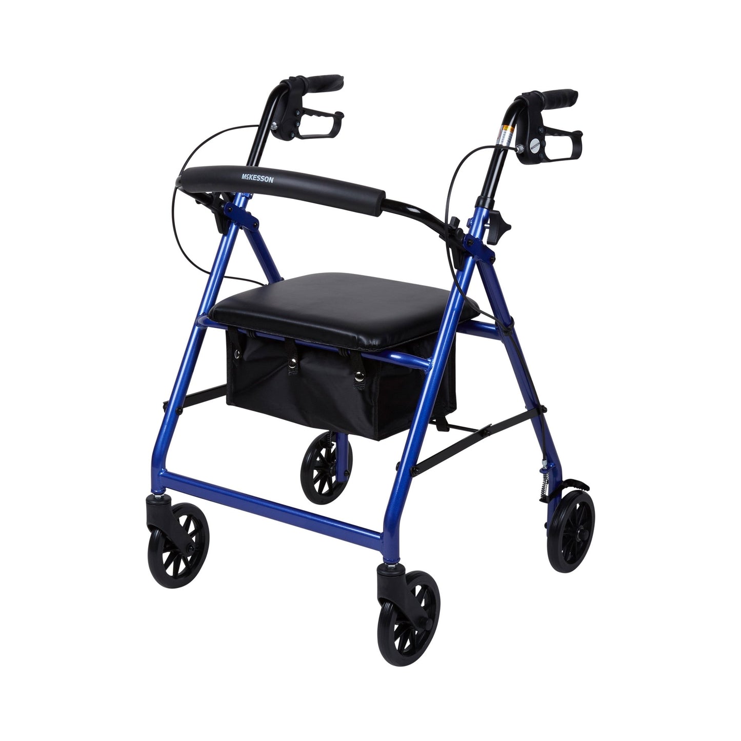 4 Wheel Rollator McKesson Blue Adjustable Height / Folding Aluminum Frame