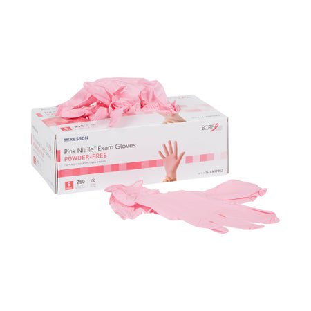 McKesson Pink Nitrile Exam Gloves Small NonSterile Pink Textured Fingertips 250 per Box