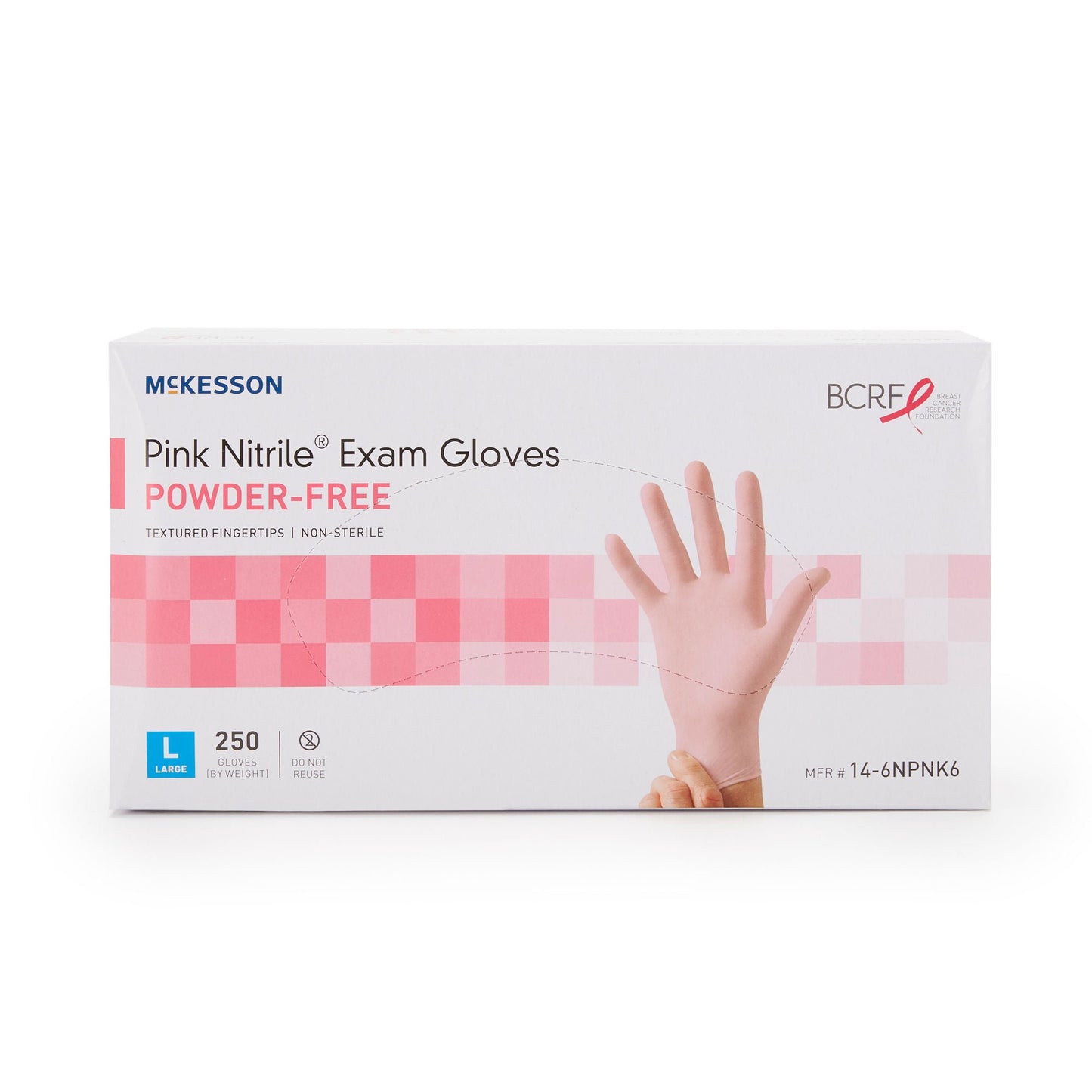 McKesson Pink Nitrile Exam Gloves Large NonSterile Pink Textured Fingertips 250 per Box