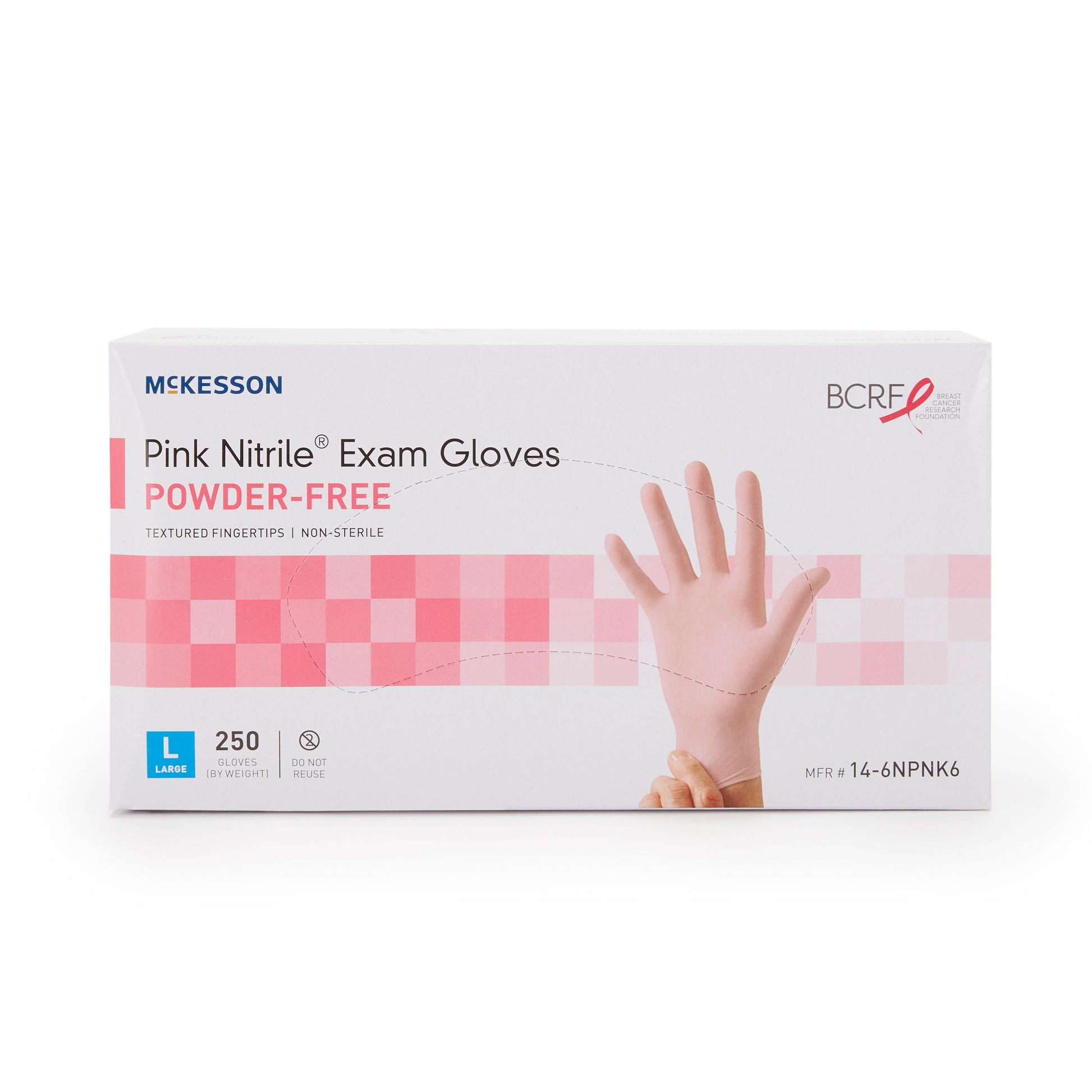 McKesson Pink Nitrile Exam Gloves Large NonSterile Pink Textured Fingertips 250 per Box