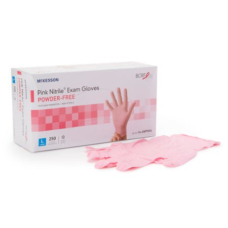 McKesson Pink Nitrile Exam Gloves Large NonSterile Pink Textured Fingertips 250 per Box
