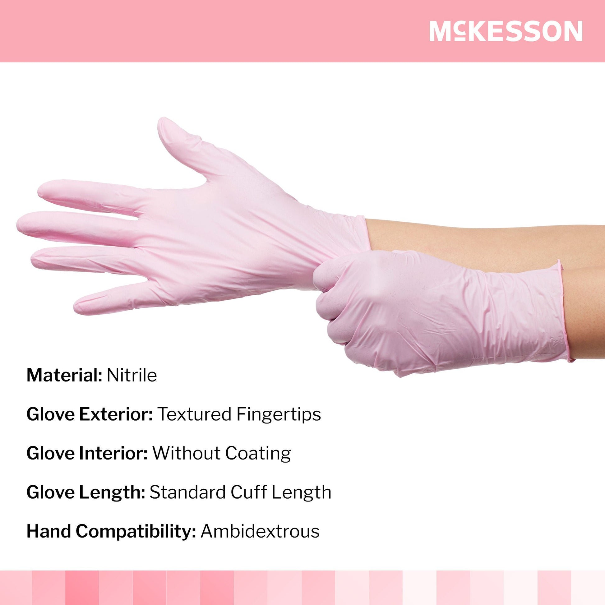 McKesson Pink Nitrile Exam Gloves Large NonSterile Pink Textured Fingertips 250 per Box