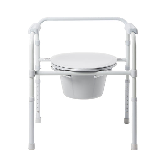 3-in-1 Commode Chair McKesson Fixed Arms Steel Frame Back Bar 13-1/4 Inch Seat Width 350 lbs. Weight Capacity (case of 4)