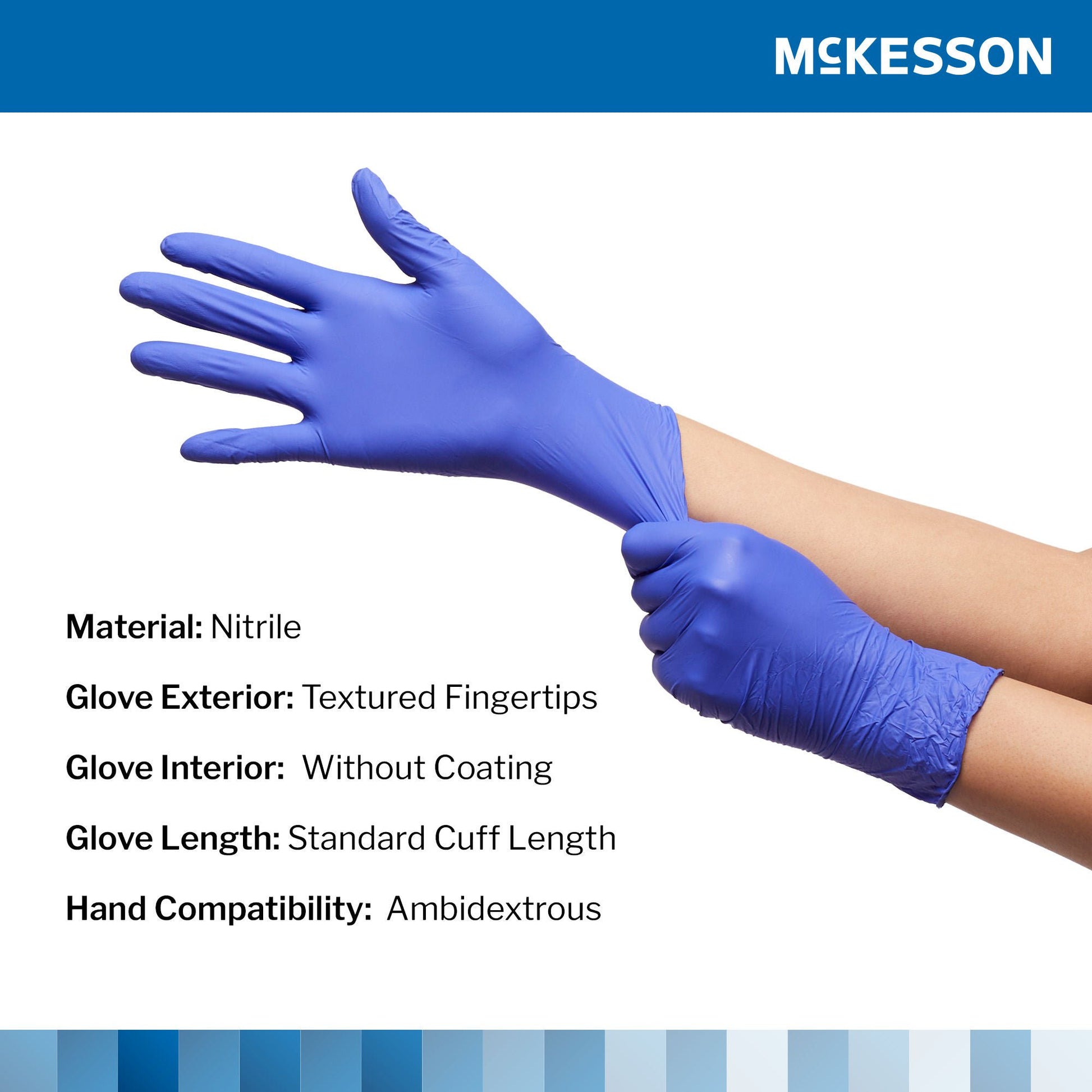 McKesson Confiderm 3.0 Nitrile Exam Gloves Small NonSterile Blue Textured Fingertips Chemo Tested 100 per Box