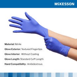 McKesson Confiderm 3.0 Nitrile Exam Gloves Medium NonSterile Blue Textured Fingertips Chemo Tested 100 per Box