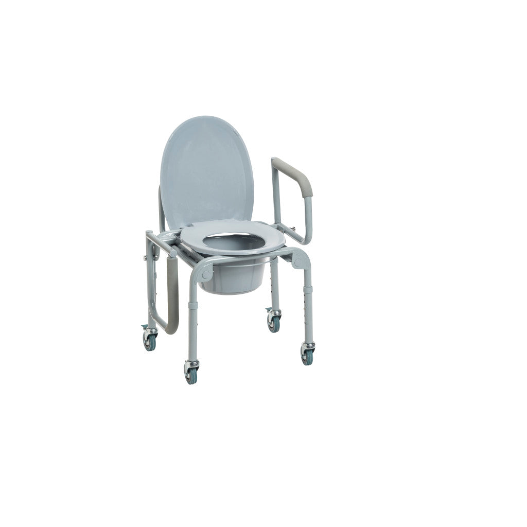 Drive Medical Steel Drop-Arm Commode with Wheels