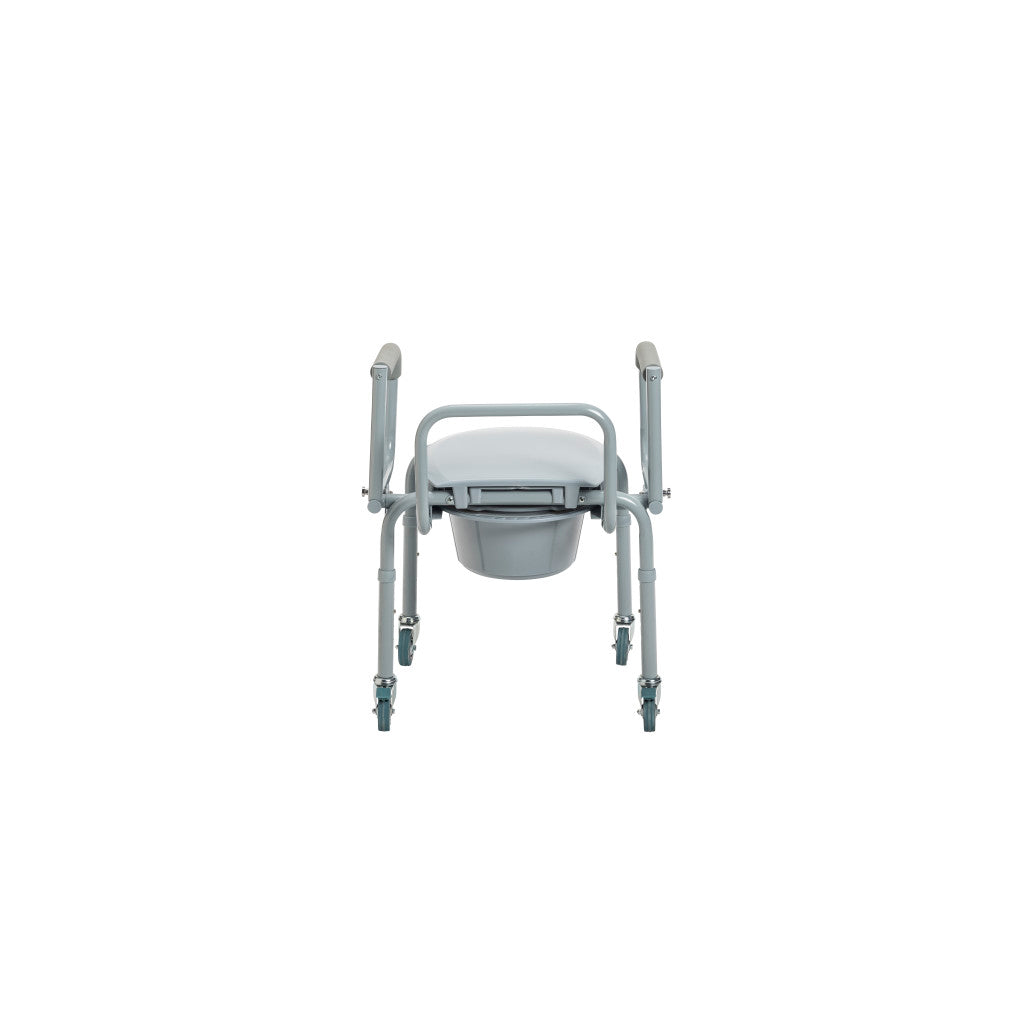 Drive Medical Steel Drop-Arm Commode with Wheels