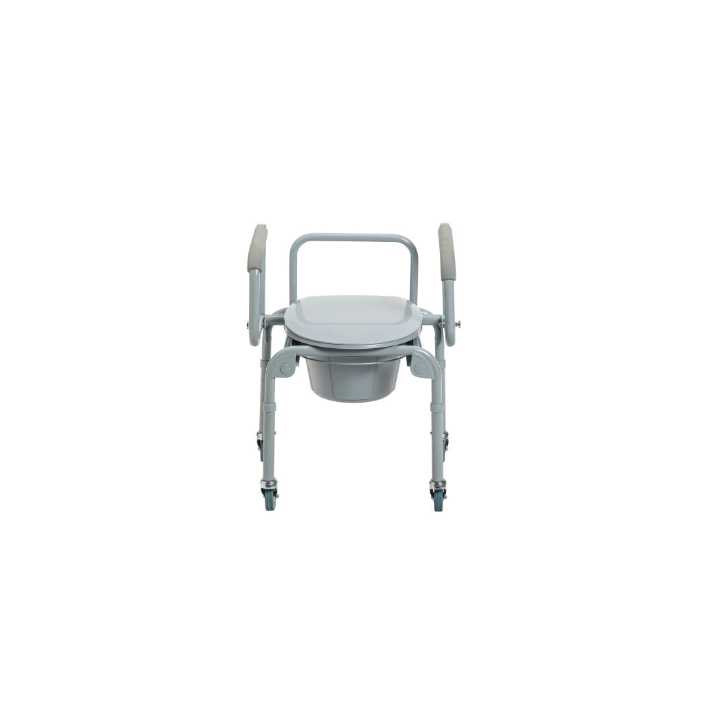 Drive Medical Steel Drop-Arm Commode with Wheels