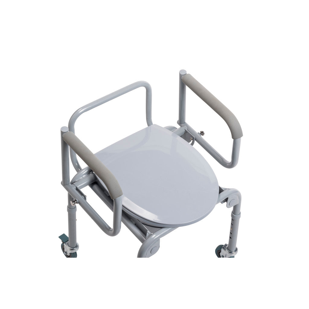 Drive Medical Steel Drop-Arm Commode with Wheels