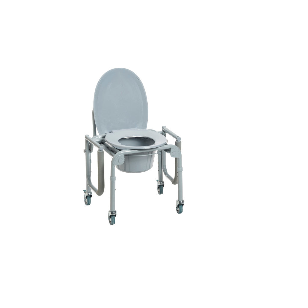 Drive Medical Steel Drop-Arm Commode with Wheels