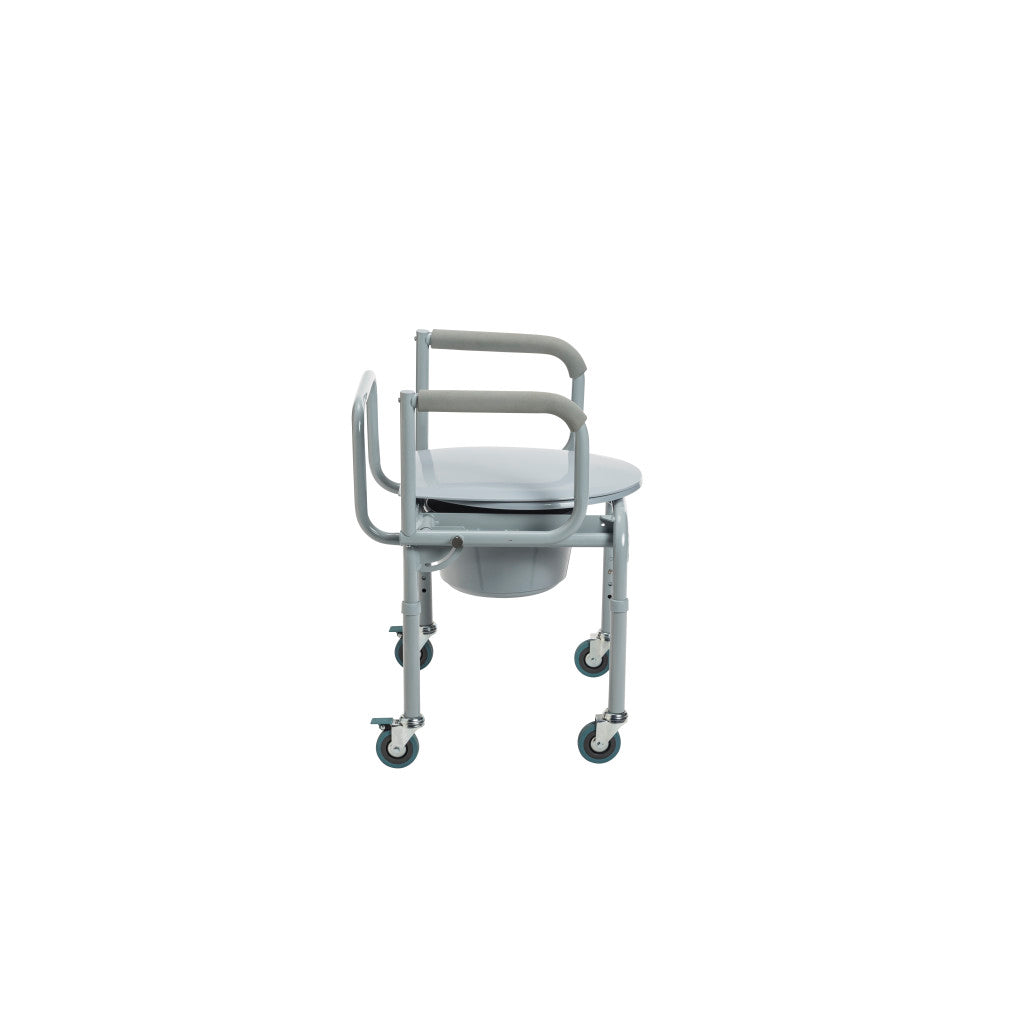 Drive Medical Steel Drop-Arm Commode with Wheels