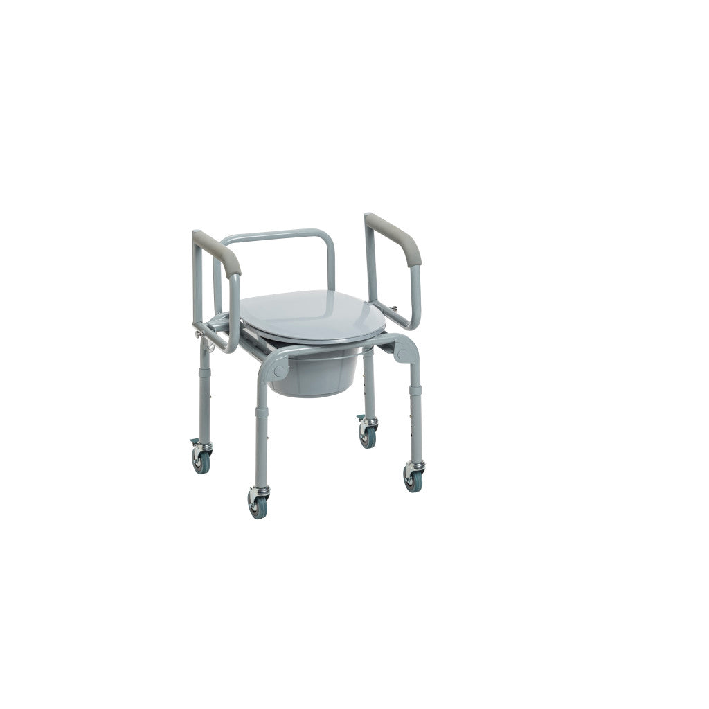 Drive Medical Steel Drop-Arm Commode with Wheels