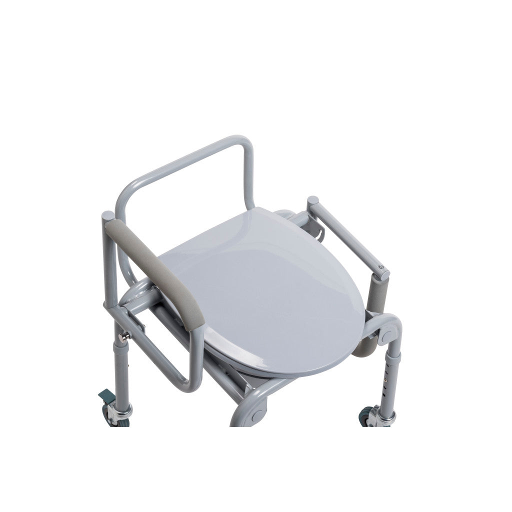 Drive Medical Steel Drop-Arm Commode with Wheels