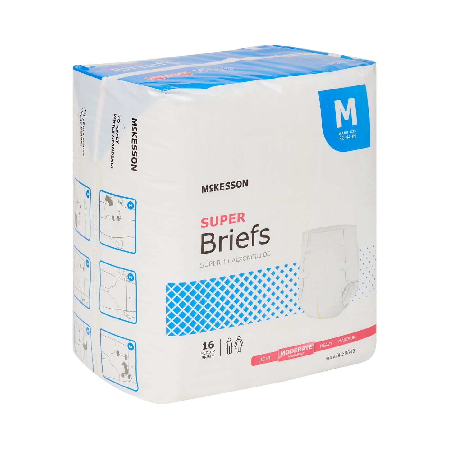 Unisex Adult Incontinence Brief McKesson Medium Disposable Moderate Absorbency