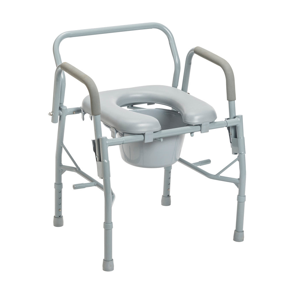 Drive Medical Drop Arm Steel Commode with Padded Seat
