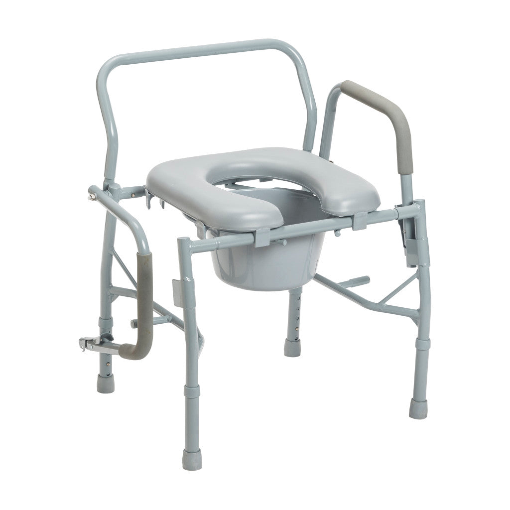 Drive Medical Drop Arm Steel Commode with Padded Seat