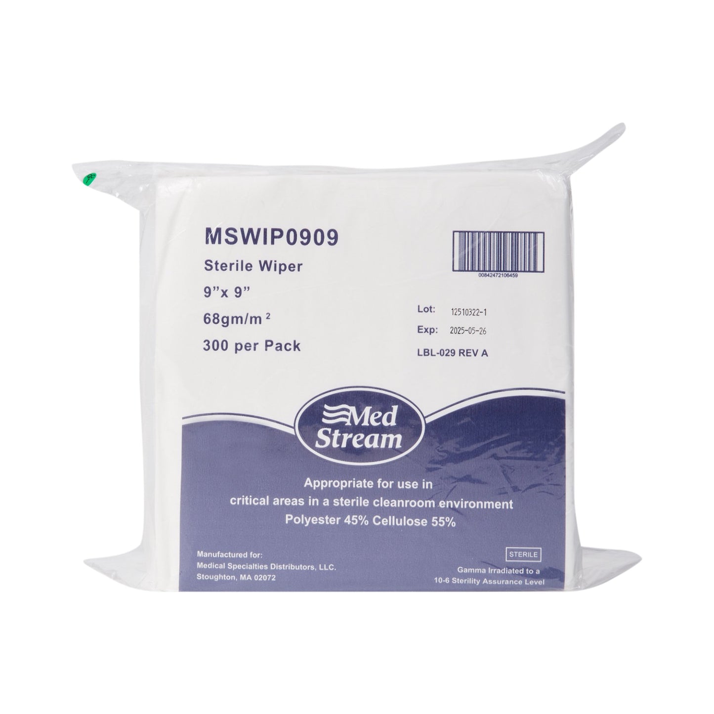 WIPE, CLEANROOM ISO CLASS5 STR DISP WHT 9X9" (300/PK 12PK/CS
