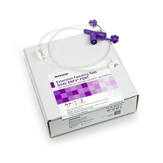 Enteral Feeding Extension Set McKesson 24 Inch, Enfit, Y-Port, Right Angle Connector and Clamp, NonSterile