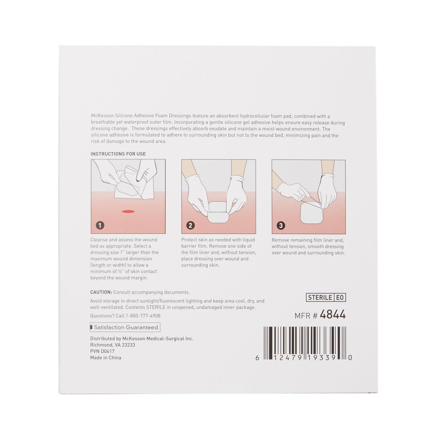 Foam Dressing McKesson 6 X 6 Inch With Border Film Backing Silicone Gel Adhesive Square Sterile