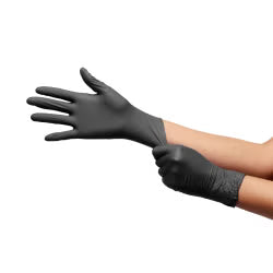 McKesson Confiderm BLK Nitrile Exam Gloves Small NonSterile Black Textured Fingertips Chemo Tested 200 per Box