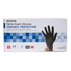McKesson Confiderm BLK Nitrile Exam Gloves Small NonSterile Black Textured Fingertips Chemo Tested 200 per Box