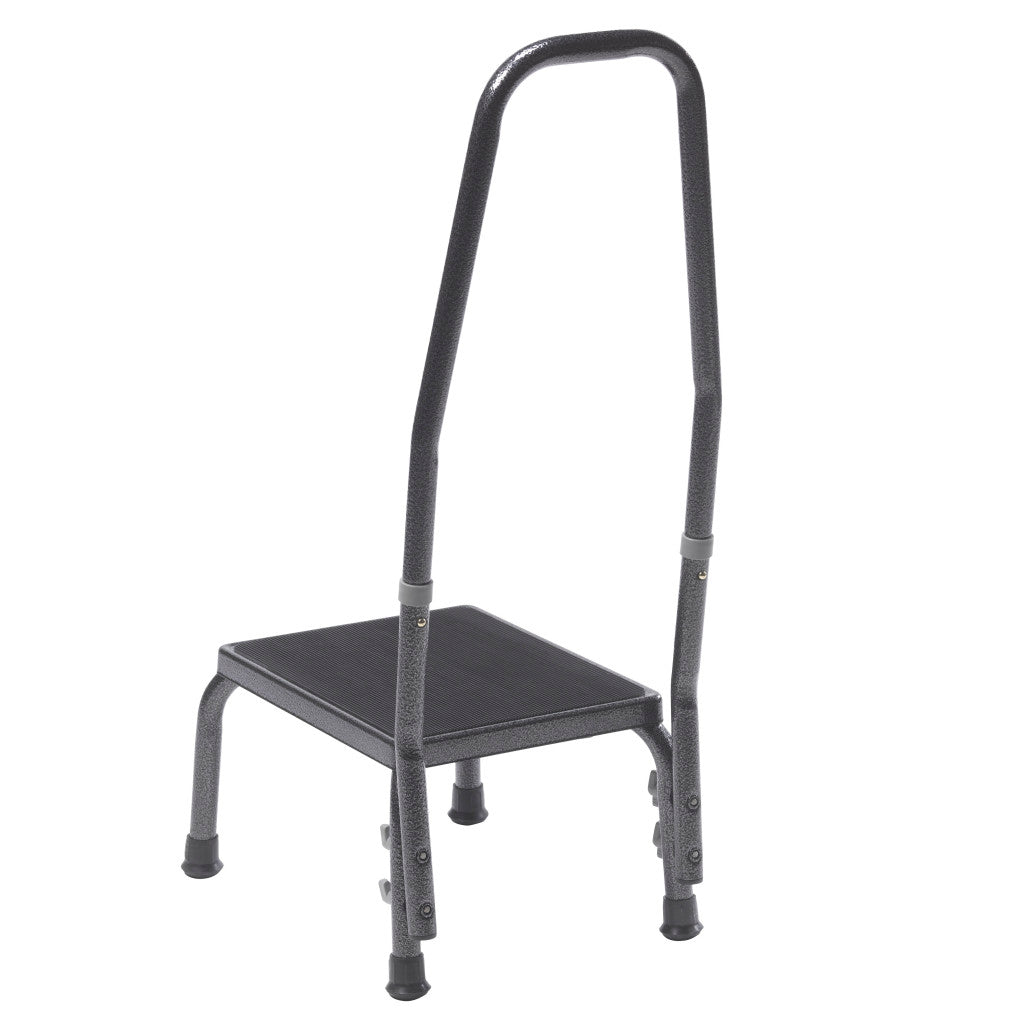 Drive Medical Deluxe Foot Stool with Handrail Silver Vein 300 lbs