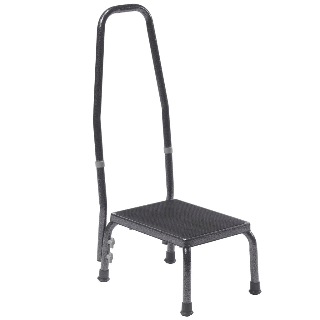 Drive Medical Deluxe Foot Stool with Handrail Silver Vein 300 lbs