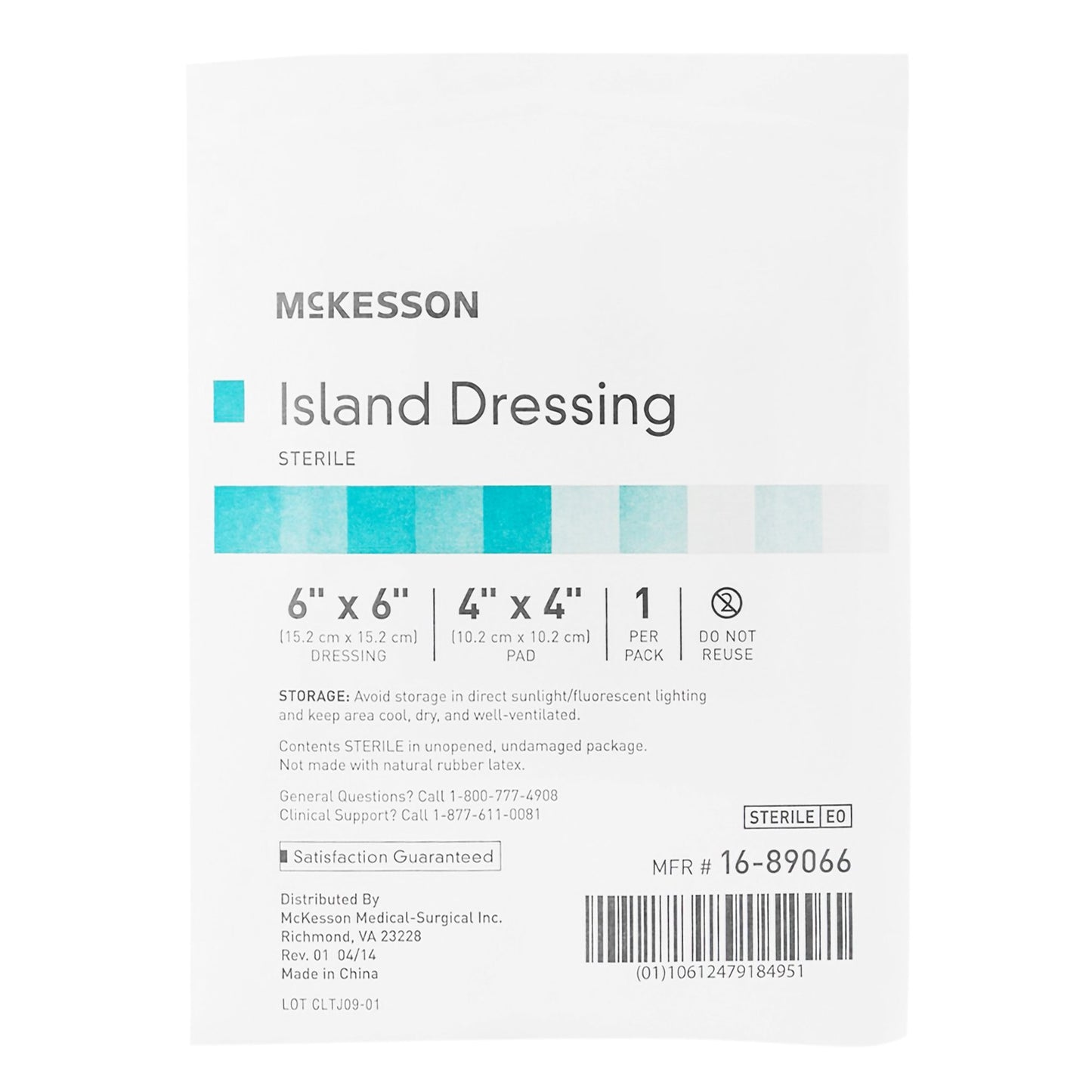 DRESSING, 4X4 ISLAND PAD 6X6 OVR BRDR 25/BX 4BX/C