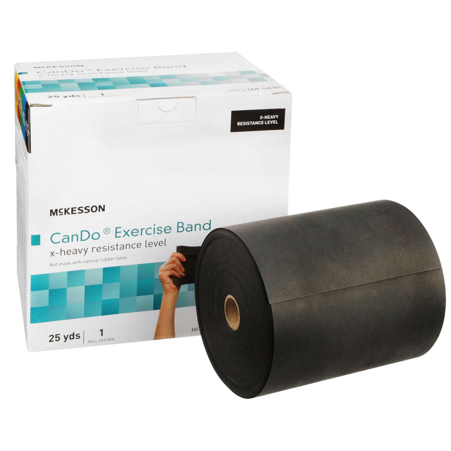 McKesson Exercise Resistance Band, Black, 5" x 25 Yard, Extra-Heavy Resistance