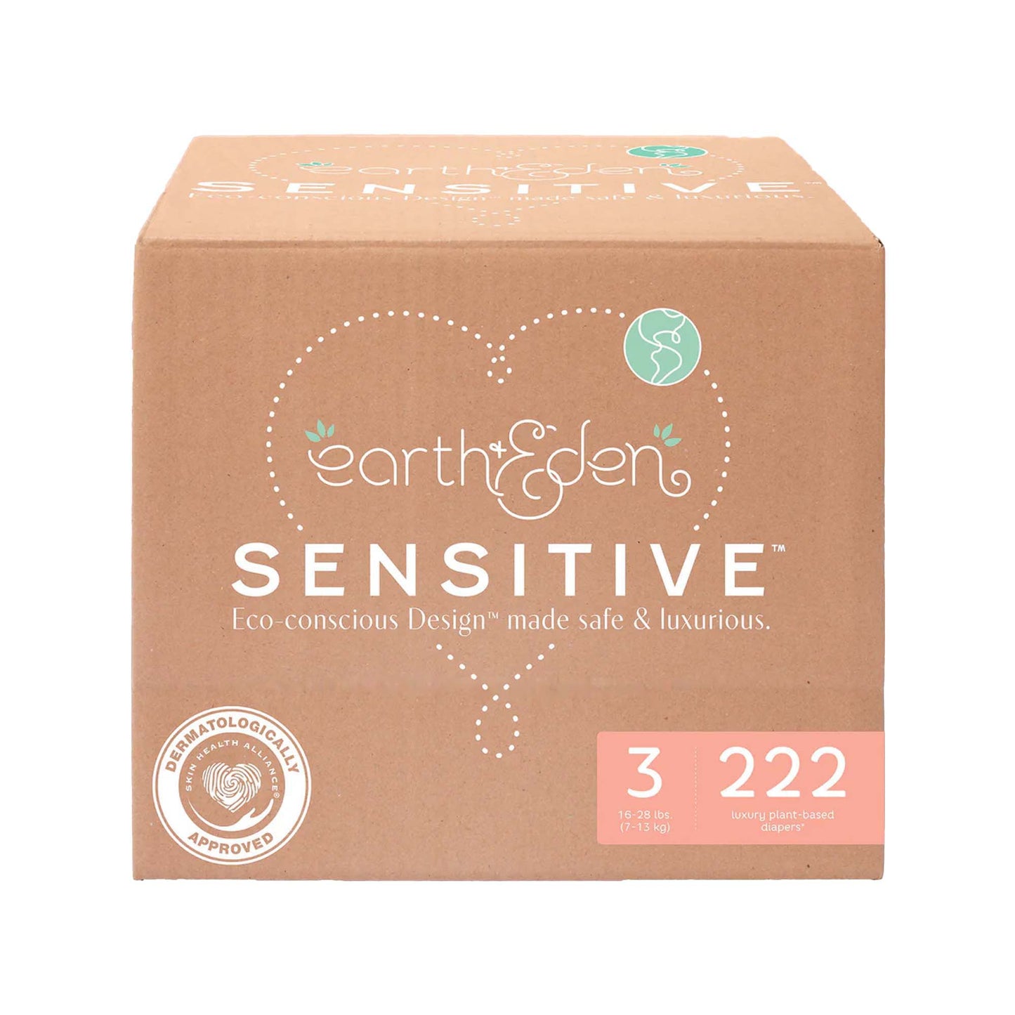 Earth & Eden Sensitive™ Baby Diapers, Size 3 for Babies Weighing 16 – 28 lbs.