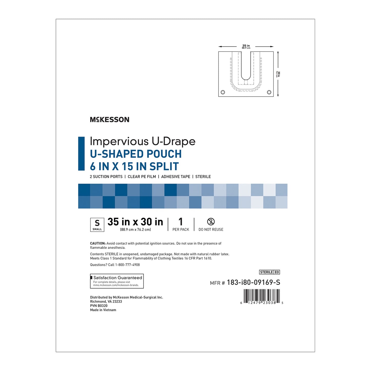 DRAPE, SURG ORTHO IMPERVIOUS W/SPLIT & POUCH 35"X30" (18/CS)