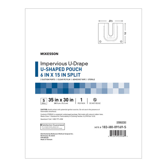 DRAPE, SURG ORTHO IMPERVIOUS W/SPLIT & POUCH 35"X30" (18/CS)