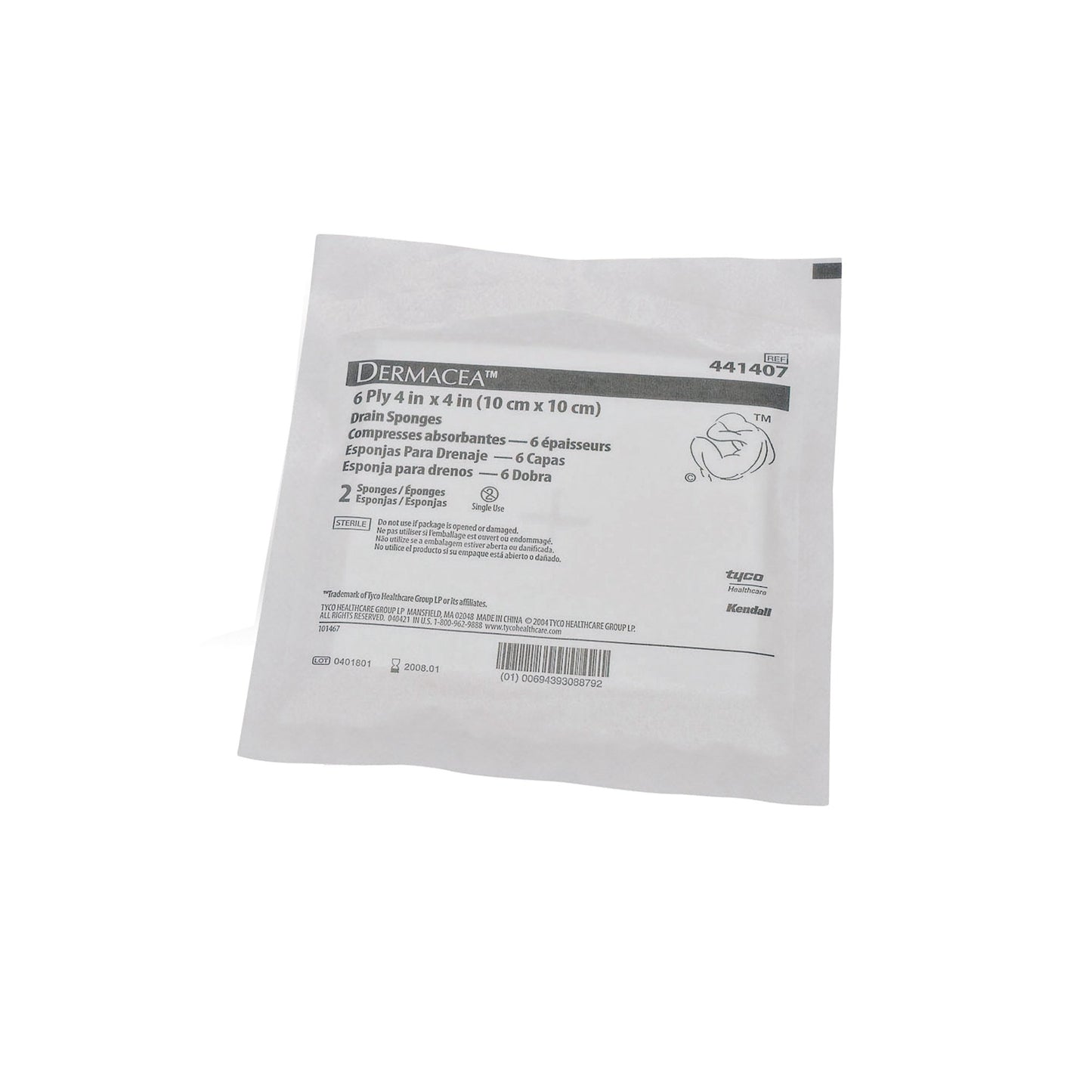 Dermacea™ Drain Sponge, 4 x 4 Inch, 6-Ply