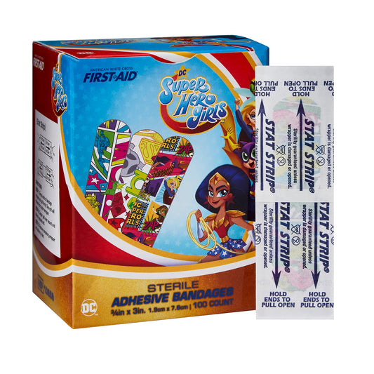 American® White Cross First Aid DC Super Hero Girls Kid Design Adhesive Strips