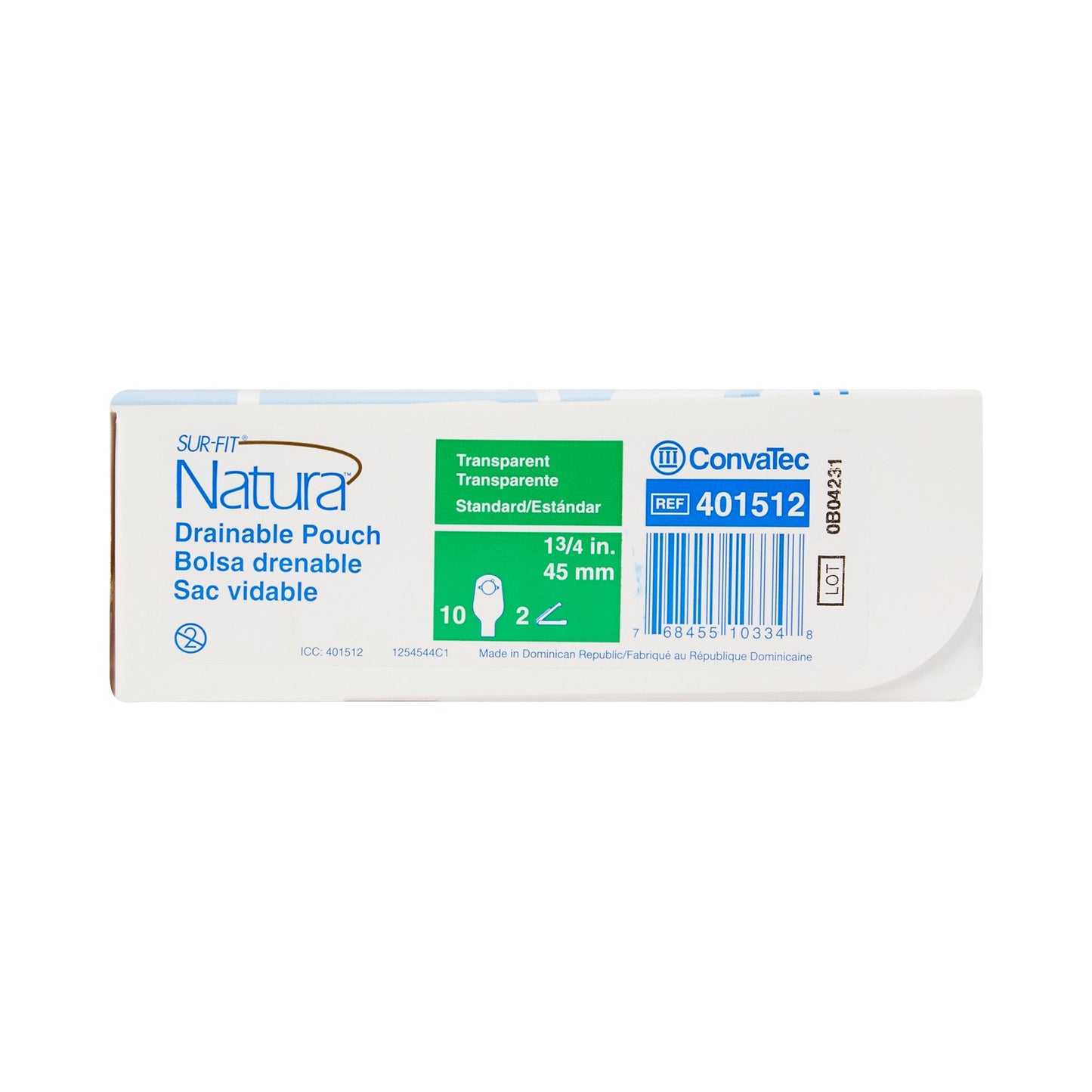 Sur-Fit Natura Two-Piece Transparent Colostomy Pouch, 1¾ Inch Flange