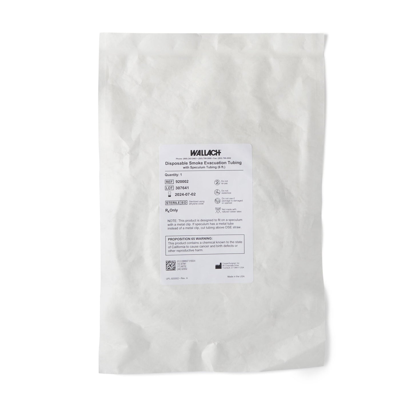 TUBING, DISP SMOKE EVAC STR 6'(10/BX) WALACH