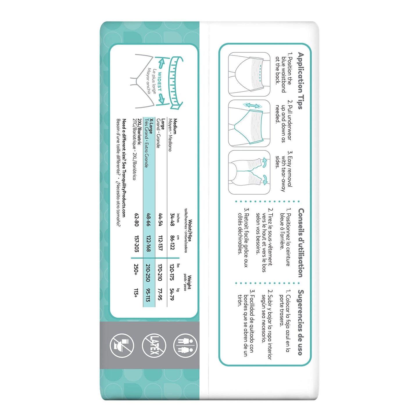 UNDERWEAR, TRANQUILITY PULL-ONUNISEX ADLT XLG (14/BG 4BG/CS