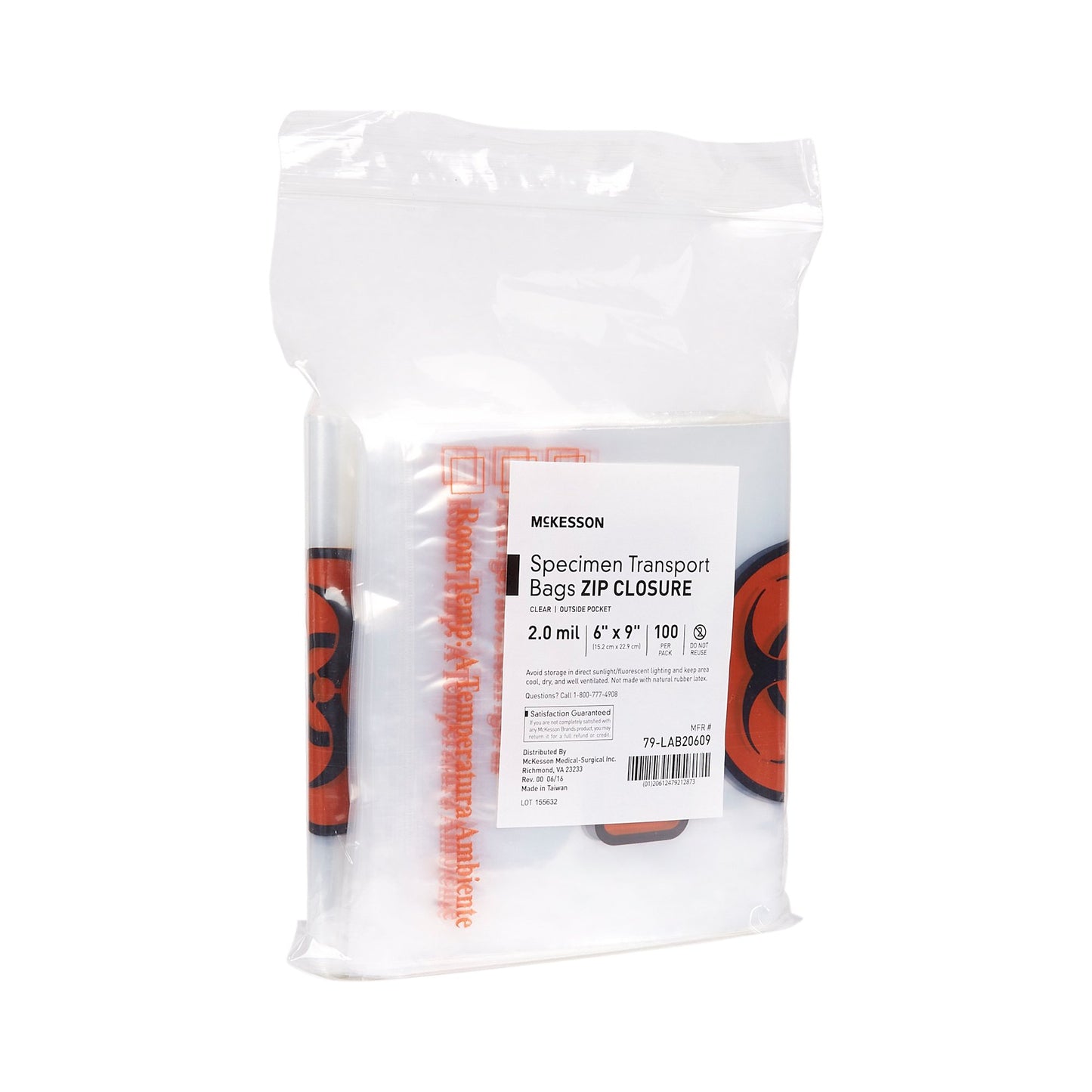 BAG, SPCMN BIOHAZ OUTSIDE PCKT6"X9" (100/PK 10PK/